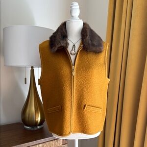Wool Vest with Faux Fur Collar